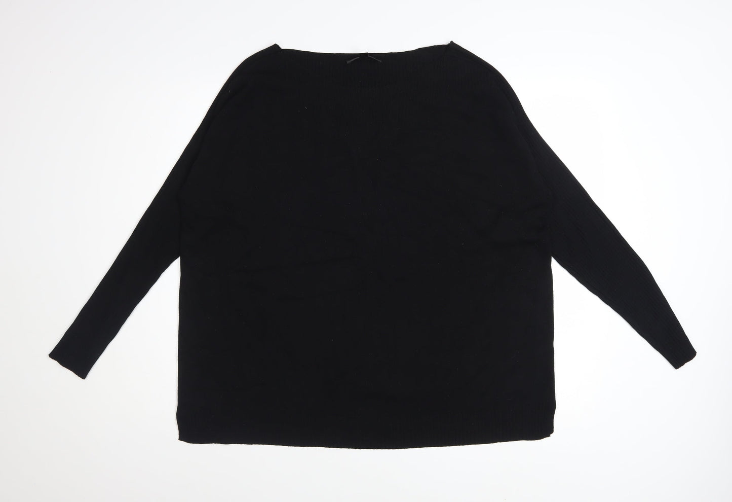 Gya Women's Black XL Boat Neck Long Sleeve Pullover Jumper