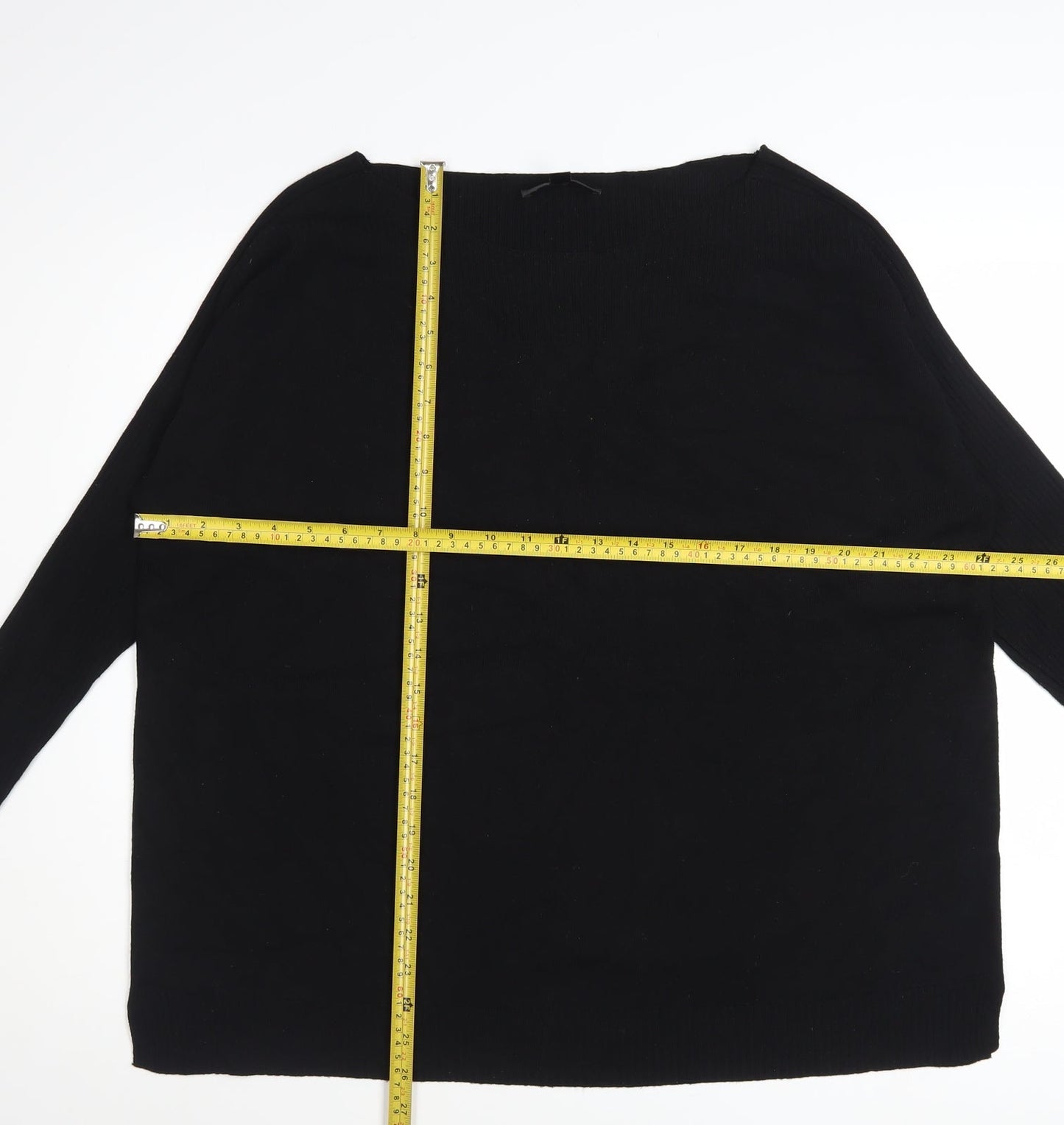 Gya Women's Black XL Boat Neck Long Sleeve Pullover Jumper