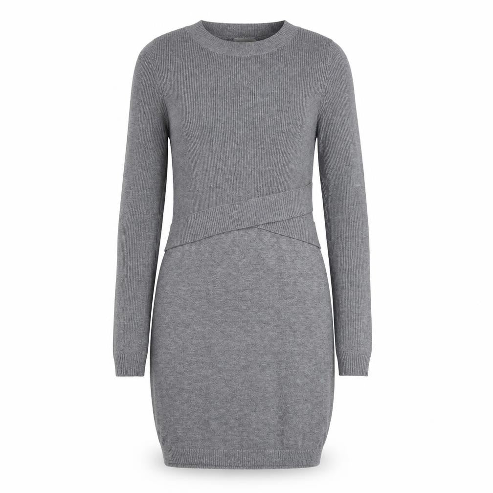 Front view of ASOS Women Grey Jumper Dress, size 10, Long Sleeve Knit