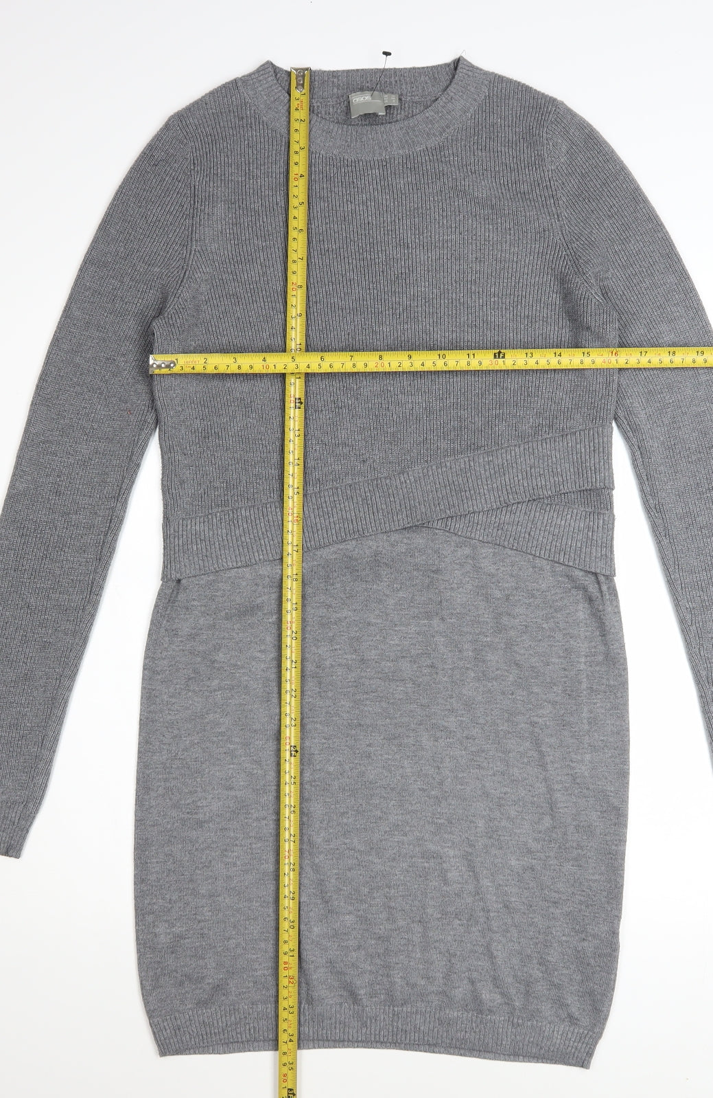 ASOS Women Grey Jumper Dress Size 10 Long Sleeve Knit