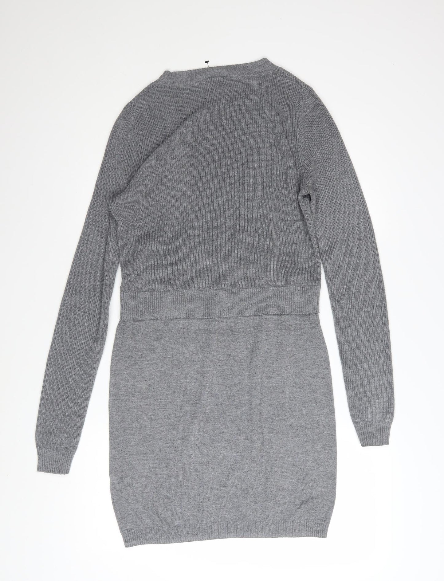 ASOS Women Grey Jumper Dress Size 10 Long Sleeve Knit