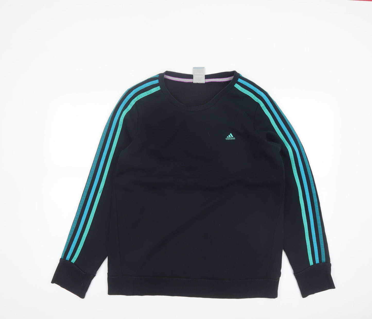 Adidas Women Black Long Sleeve Crew Neck Pullover Sweatshirt Size M