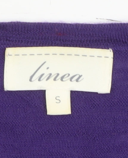 Linea Women's Purple Merino Wool Cardigan Size S Classic Knitwear