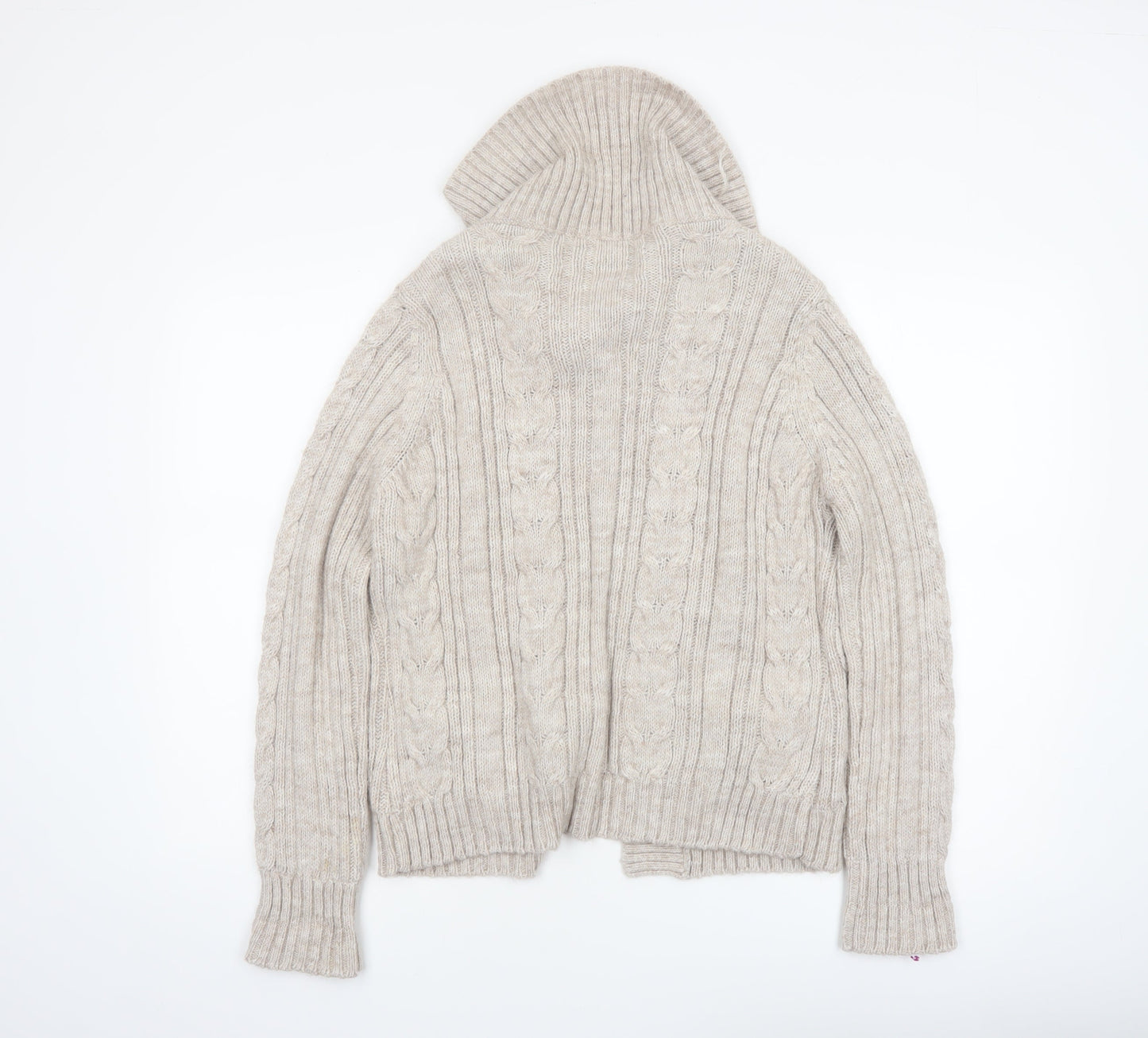 Marks and Spencer Per Una Women's Beige Cable Knit Collared Cardigan M