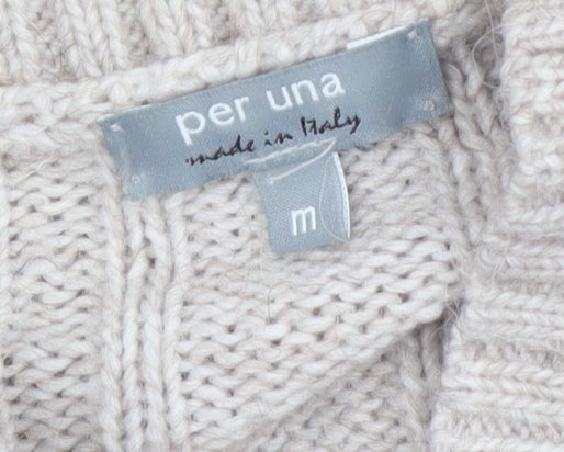 Marks and Spencer Per Una Women's Beige Cable Knit Collared Cardigan M