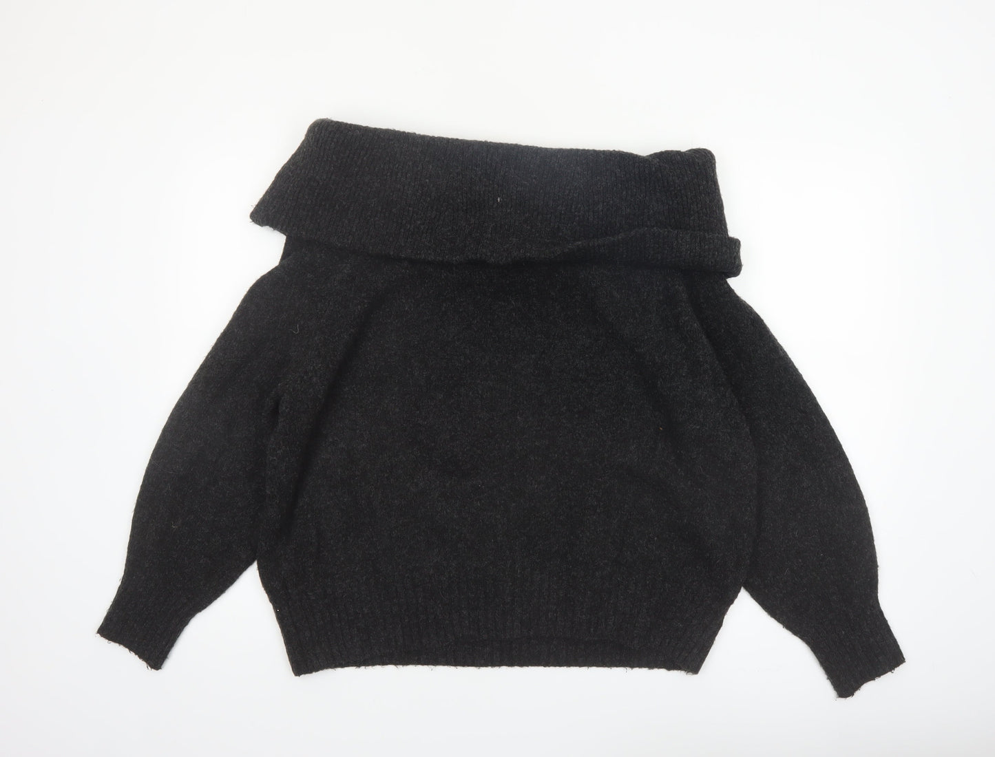H&M Women’s Black Cowl Neck Long Sleeve Knit Jumper Size S
