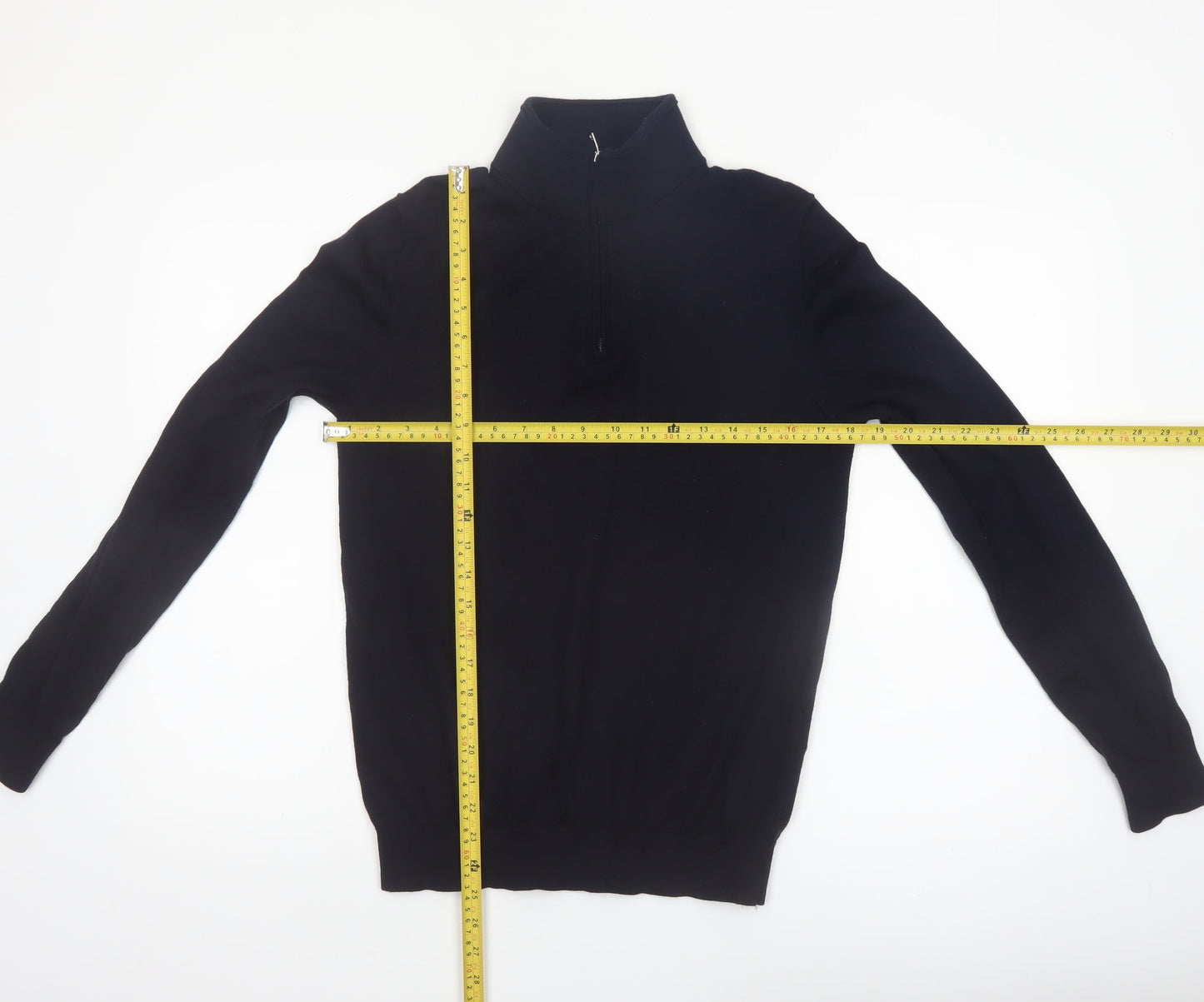 Reiss Men’s Black Wool 1/2 Zip High Neck Jumper Size M