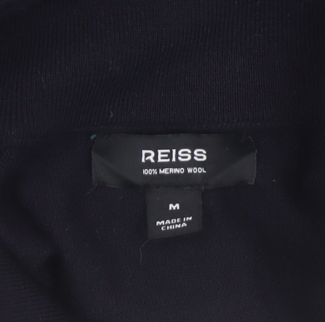 Reiss Men’s Black Wool 1/2 Zip High Neck Jumper Size M