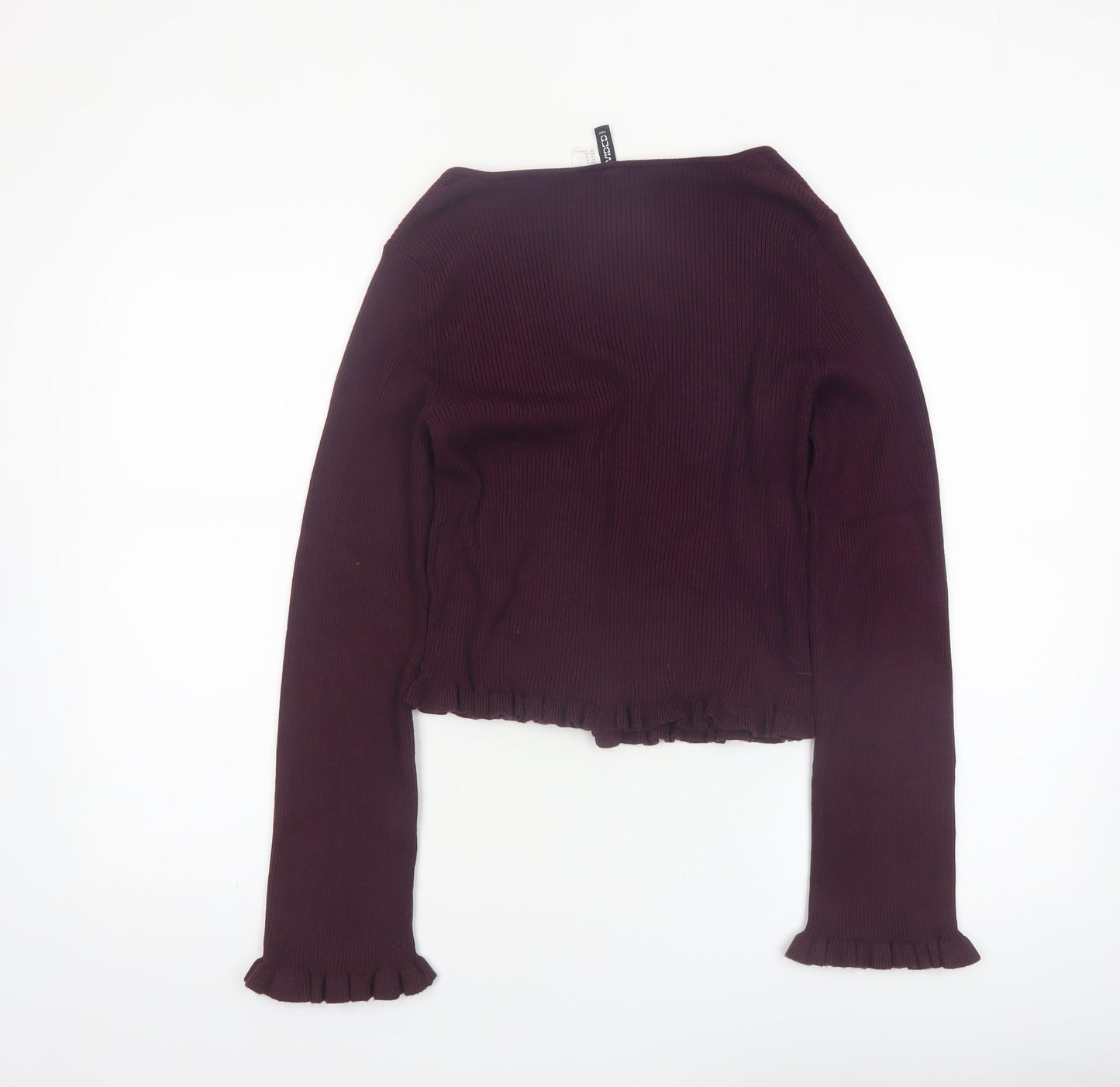 H&M Divided Womens Burgundy V-Neck Button Cardigan Size 12