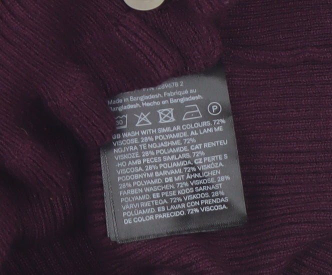 H&M Divided Womens Burgundy V-Neck Button Cardigan Size 12
