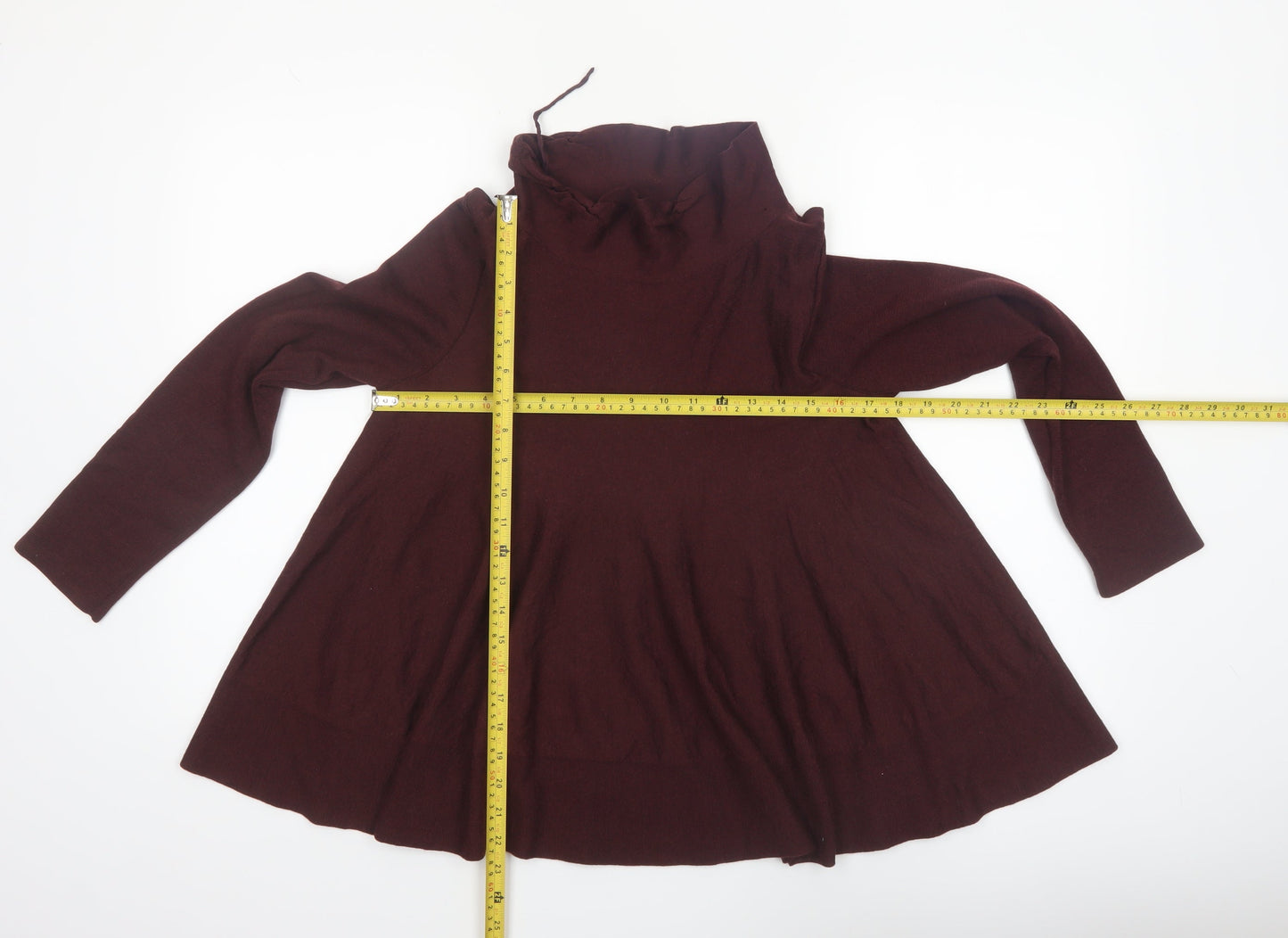 COS Women Brown Wool Roll Neck Long Sleeve Tunic Jumper Size 12