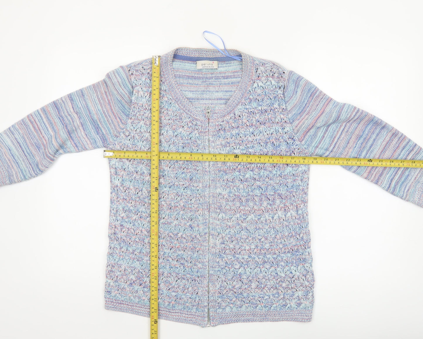Marks and Spencer Women’s Multicoloured Cotton Knit Full Zip Jumper Size 14