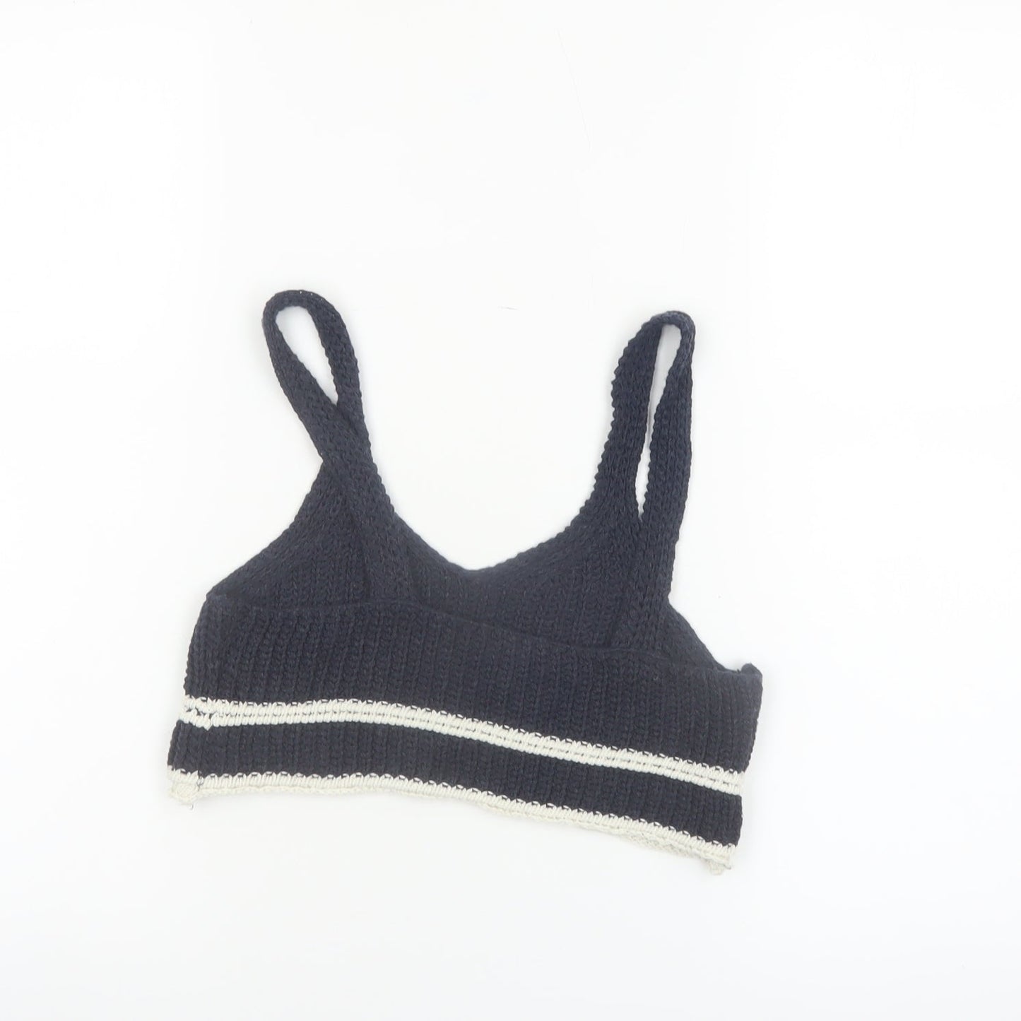 Zara Girls Black Knit Cropped Camisole Top Size 8-9 Years Cotton Blend