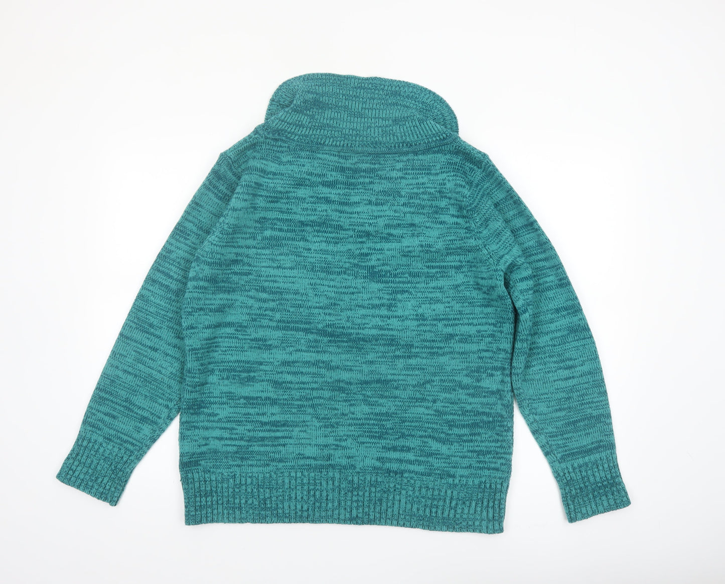 Bm Womens Green Cowl Neck Cable Knit Jumper Size M