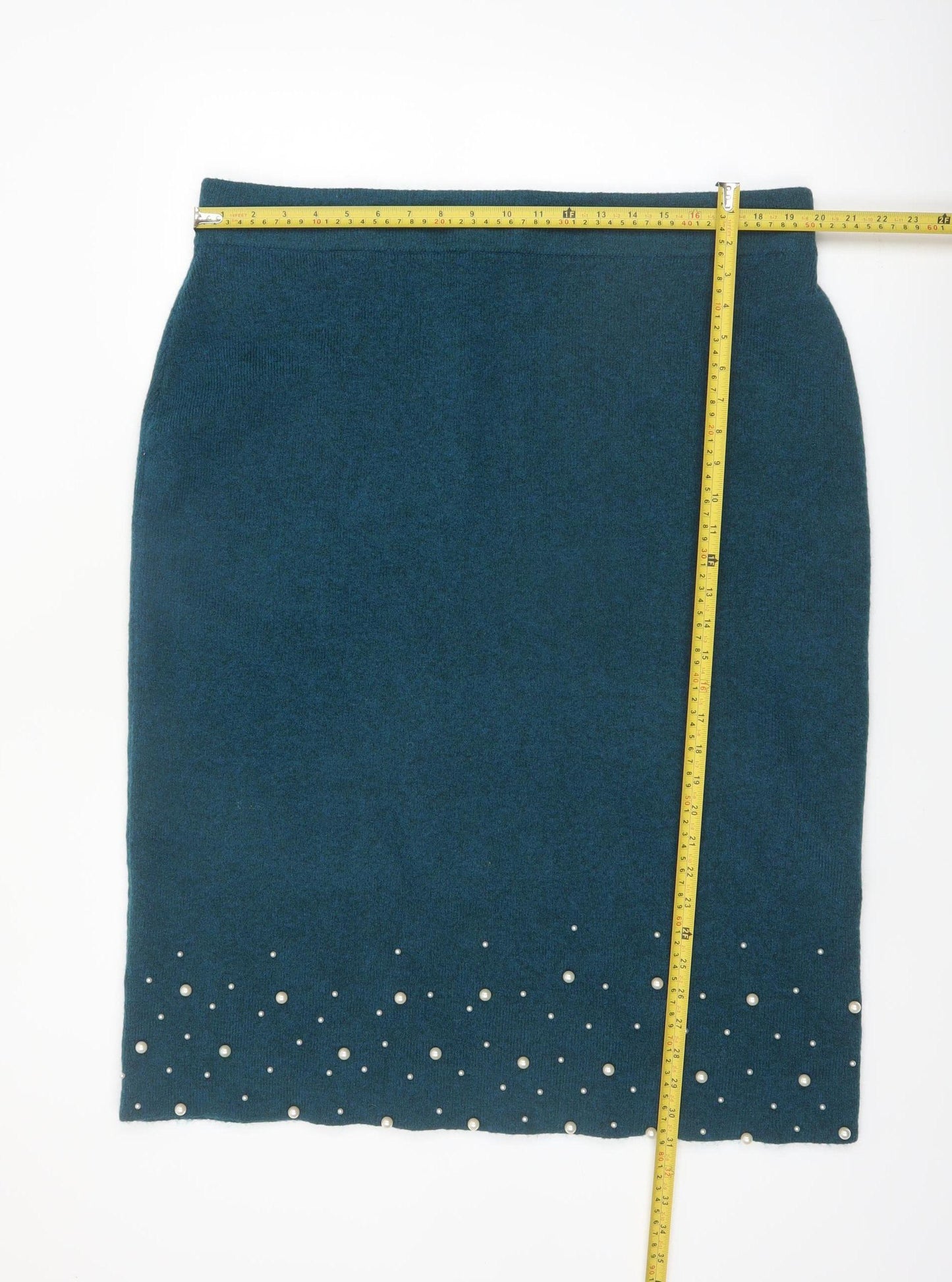 Danni Morgane Women's Green Beaded Knit Pencil Skirt 2XL