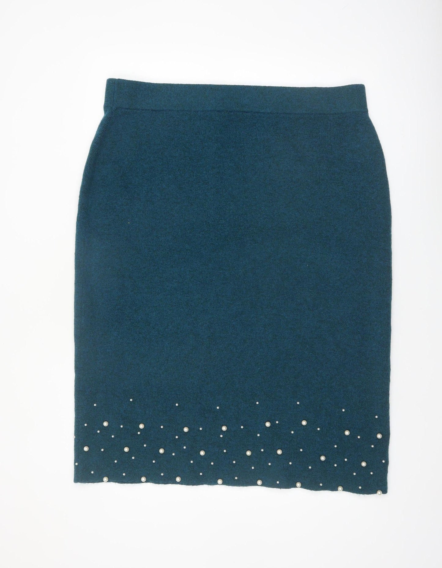 Danni Morgane Women's Green Beaded Knit Pencil Skirt 2XL