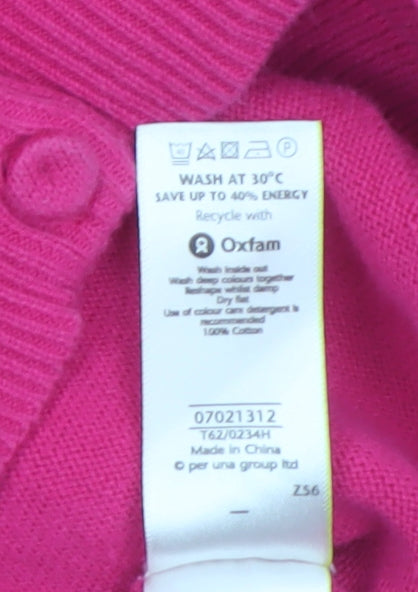 Marks and Spencer Per Una Women’s Pink Cotton Bow Cardigan Size 16
