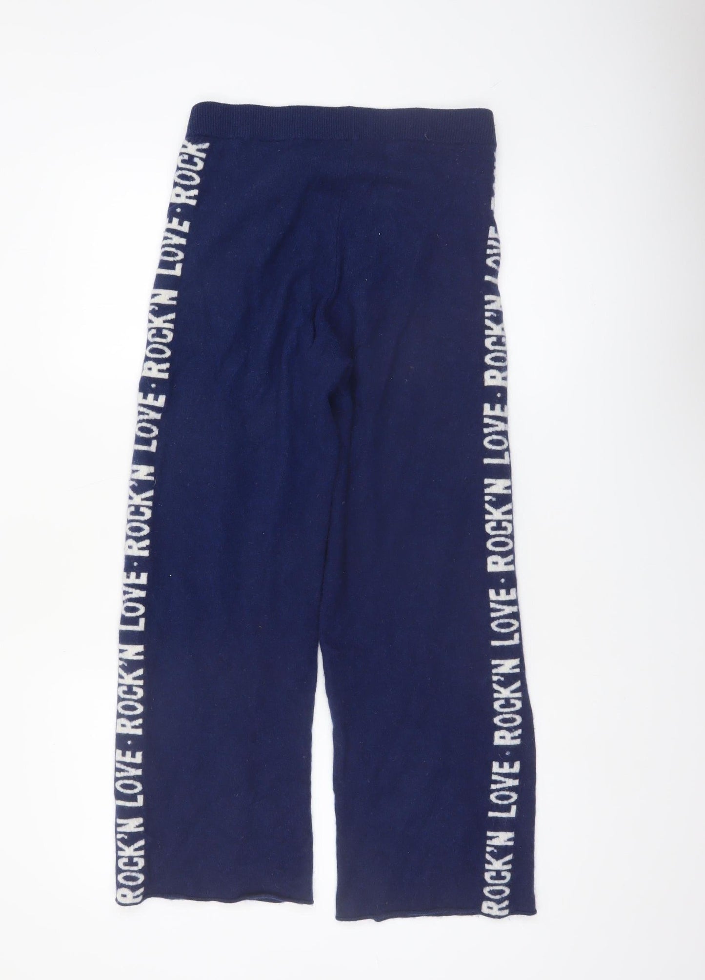 Absolut Cashmere Women Blue Wool Cashmere Wide-Leg Sweatpants L