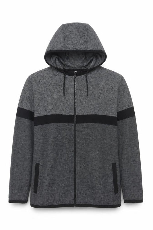 Next Men's Grey 2XL Full Zip Hooded Cotton Knit Jumper