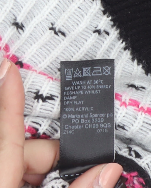 Marks and Spencer Women Black L Fair Isle Reindeer Christmas Jumper