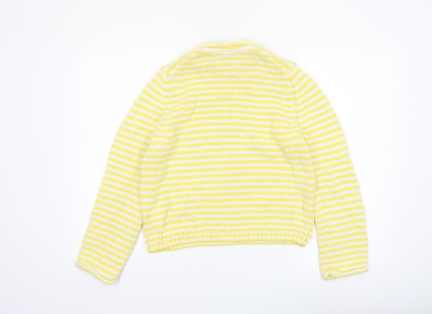 Joules Women's Yellow White Striped Cotton Knit Jumper Size 12