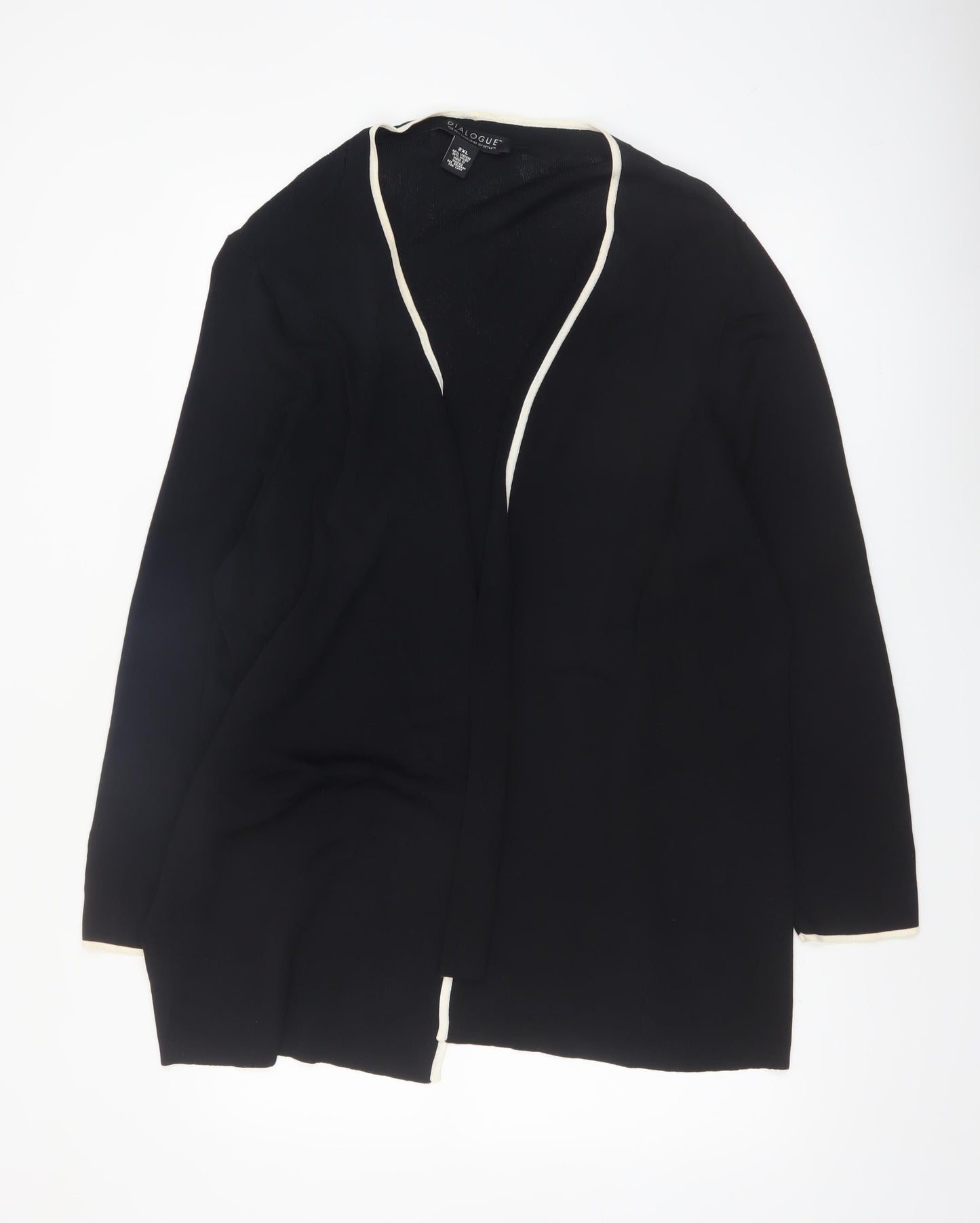 Dialogue Women's Black 2XL Open Knit Long Sleeve Cardigan