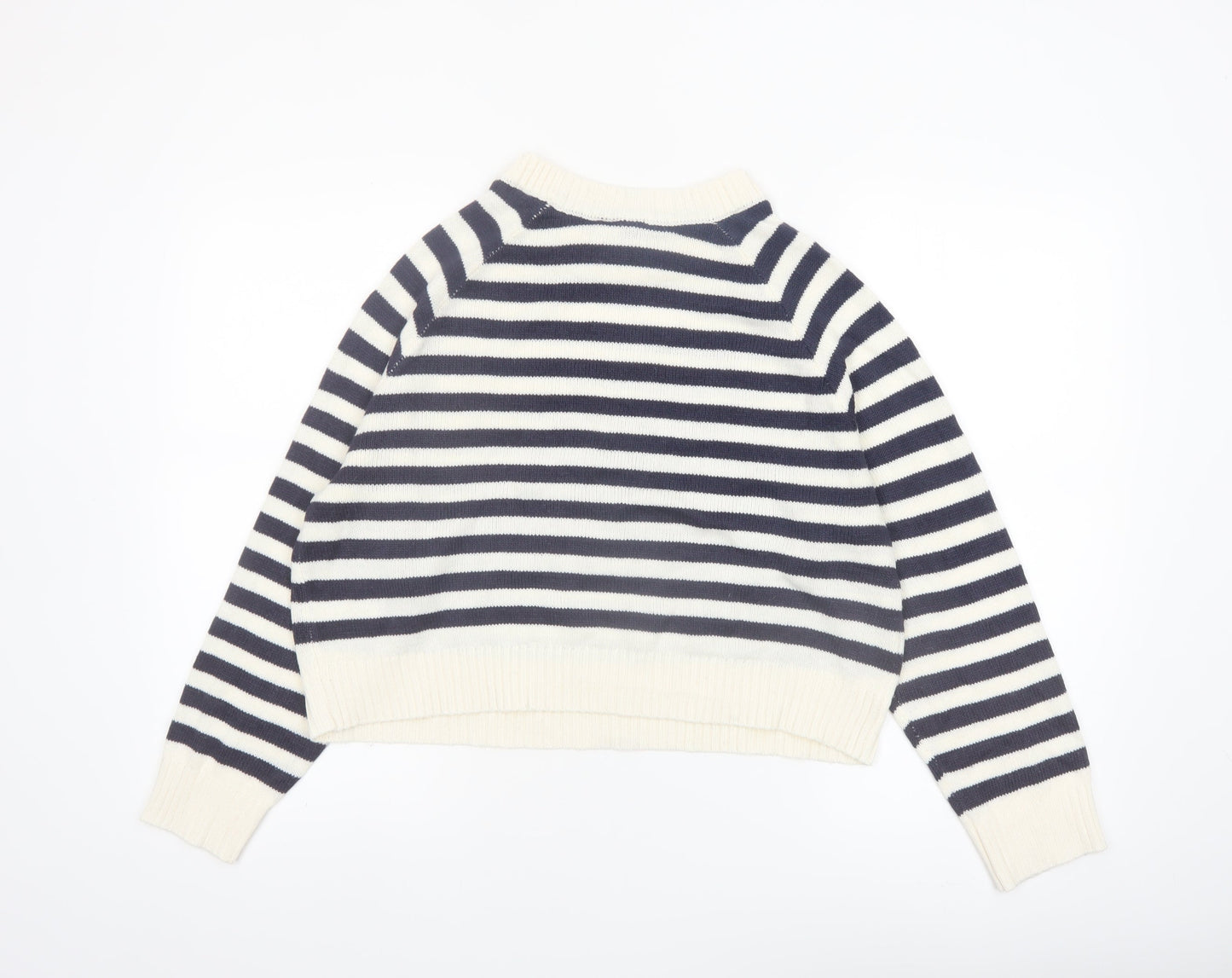 H&M Divided Women’s Navy & White Striped Jumper Medium Acrylic Knit
