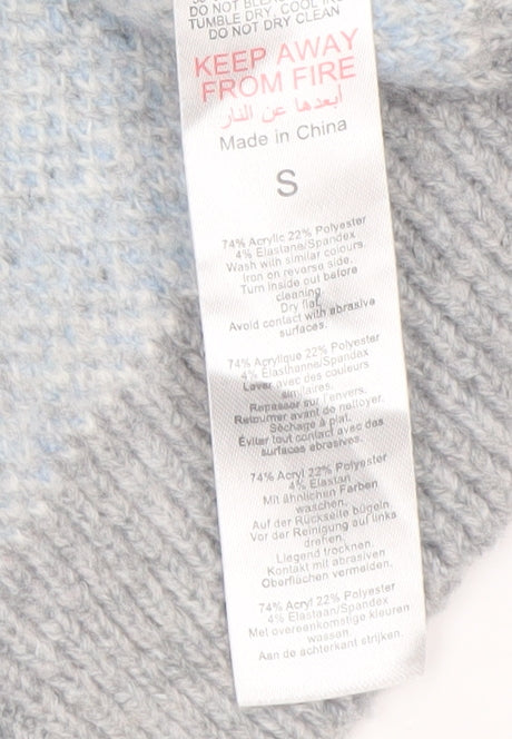 Oasis Women’s Blue Grey Fair Isle Roll Neck Jumper Size S