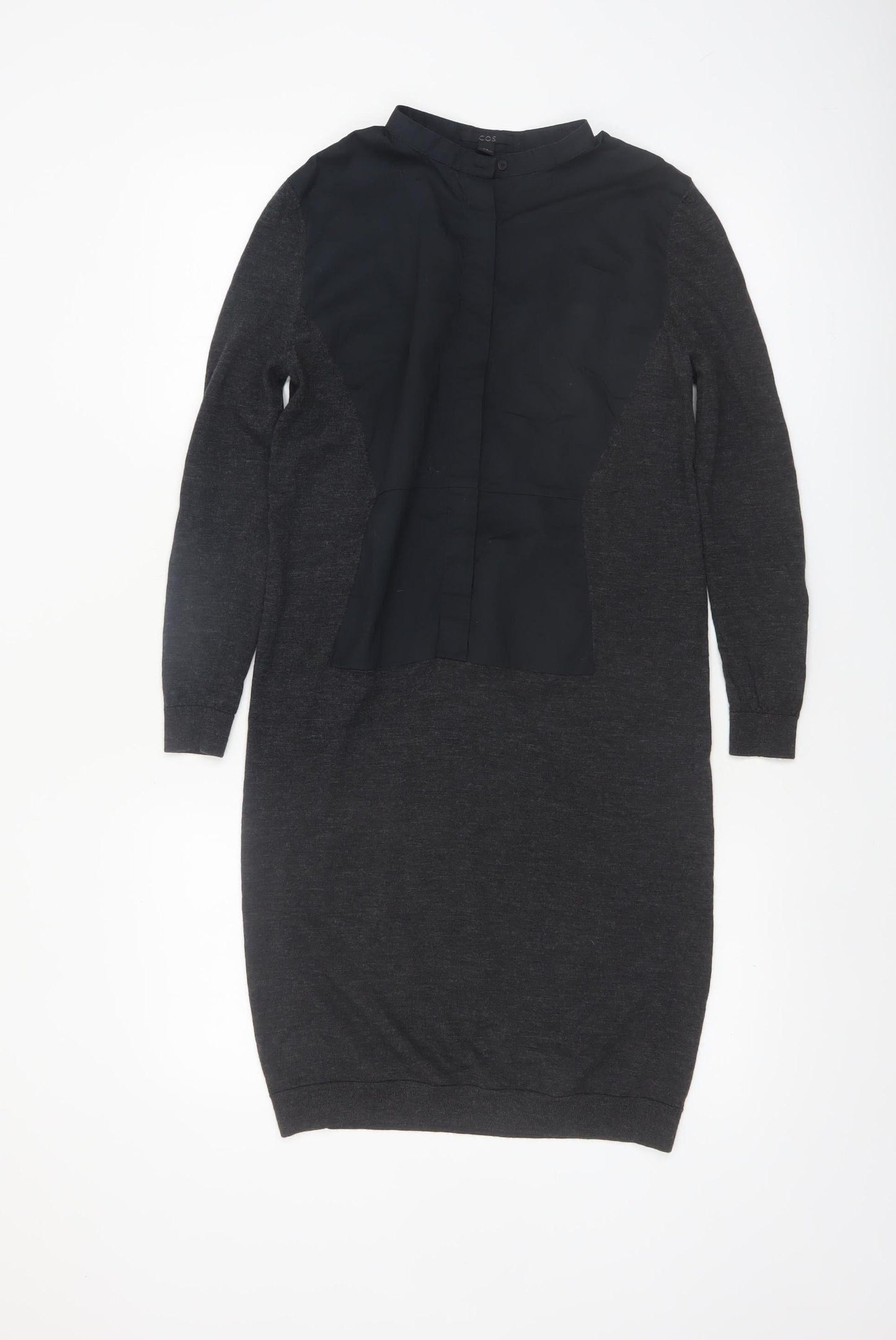COS Women’s Black XS Wool Blend Long Sleeve Shift Dress
