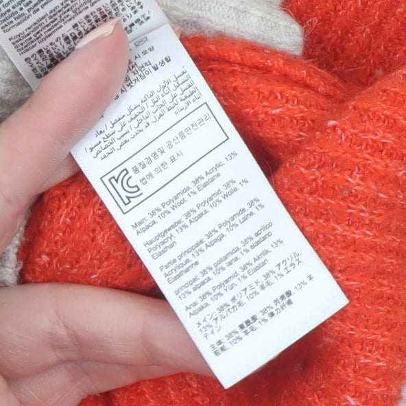 Joules Women's Orange Mock Neck Wool Blend Pullover Jumper Size 12