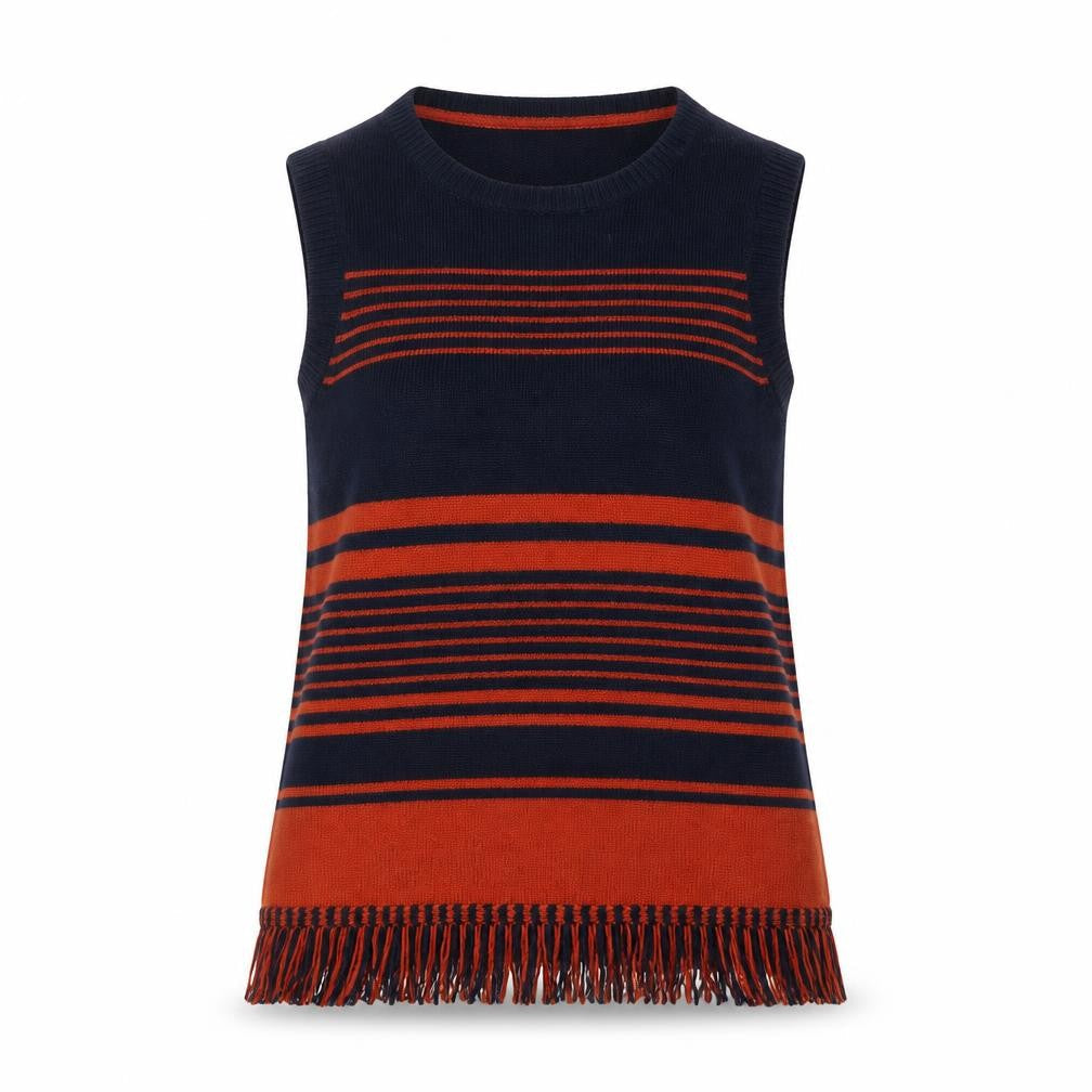 Laura Ashley Women's Multicoloured Striped Knit Sleeveless Vest UK 10
