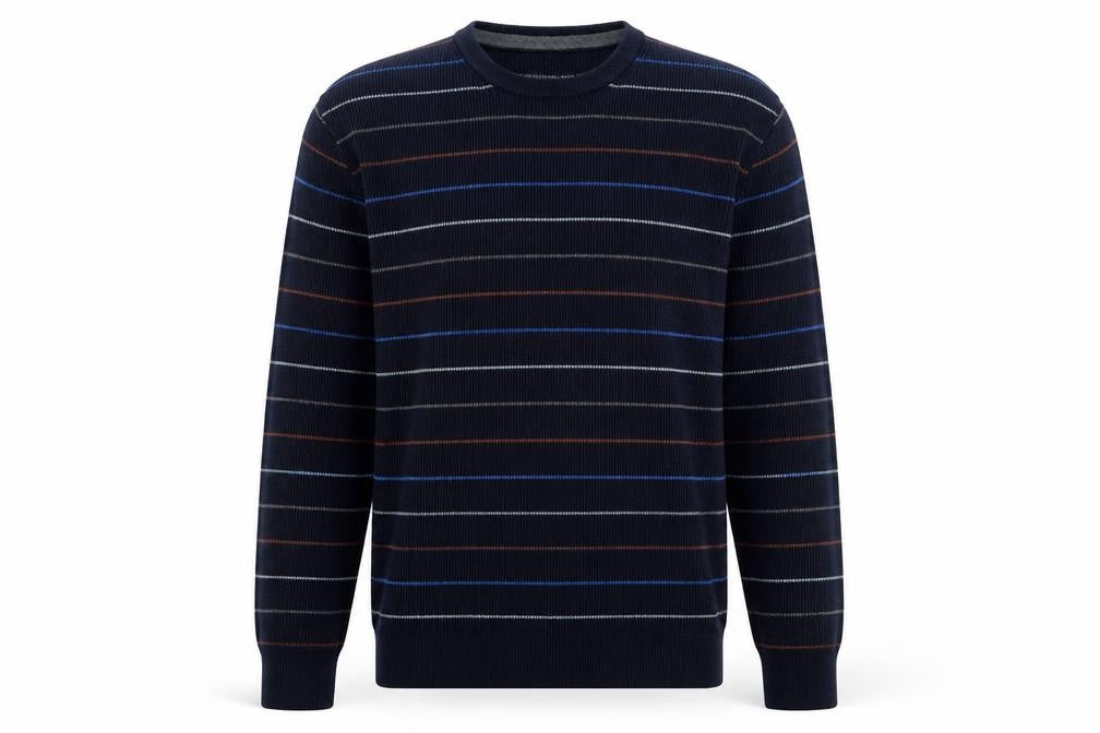 Marks & Spencer Men's Blue Striped Cotton Blend Pullover Jumper XL