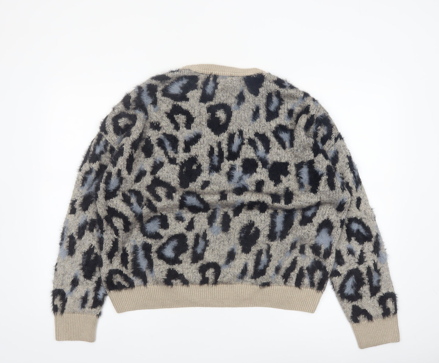 New Look Womens Beige Leopard Print Chunky Knit Jumper M