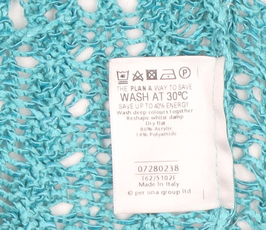 Marks and Spencer Women Blue Size 16 Open Knit Short Sleeve Cardigan