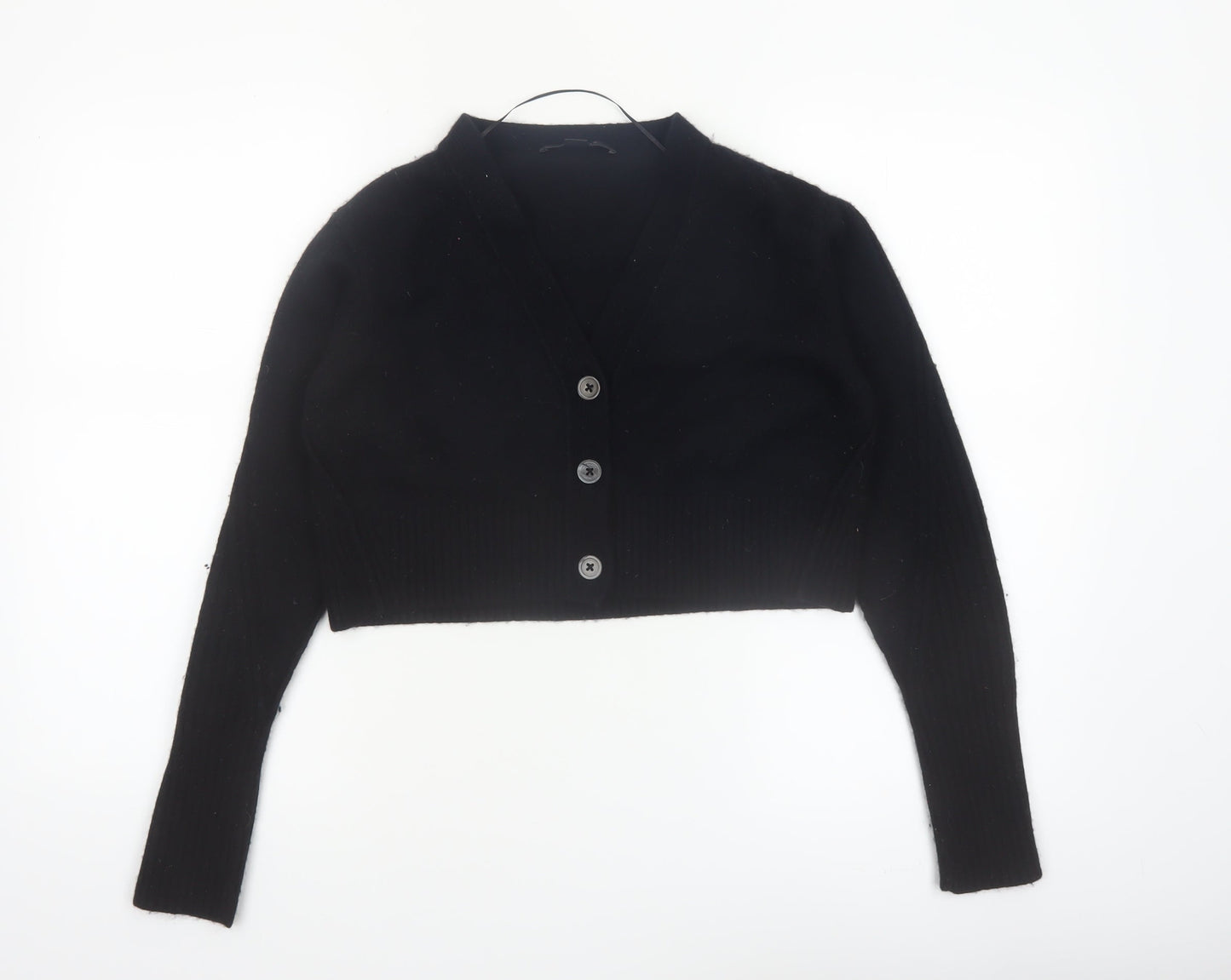 AllSaints Women's Black Wool Cashmere V-Neck Cardigan Size L
