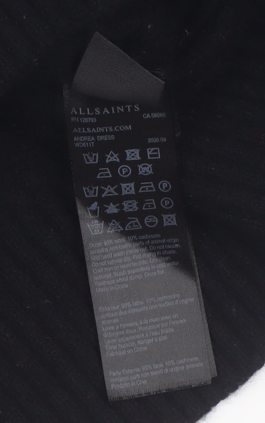 AllSaints Women's Black Wool Cashmere V-Neck Cardigan Size L