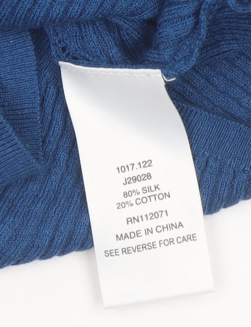 Jigsaw Women’s Blue Silk Blend V-Neck Long Sleeve Pullover Jumper M