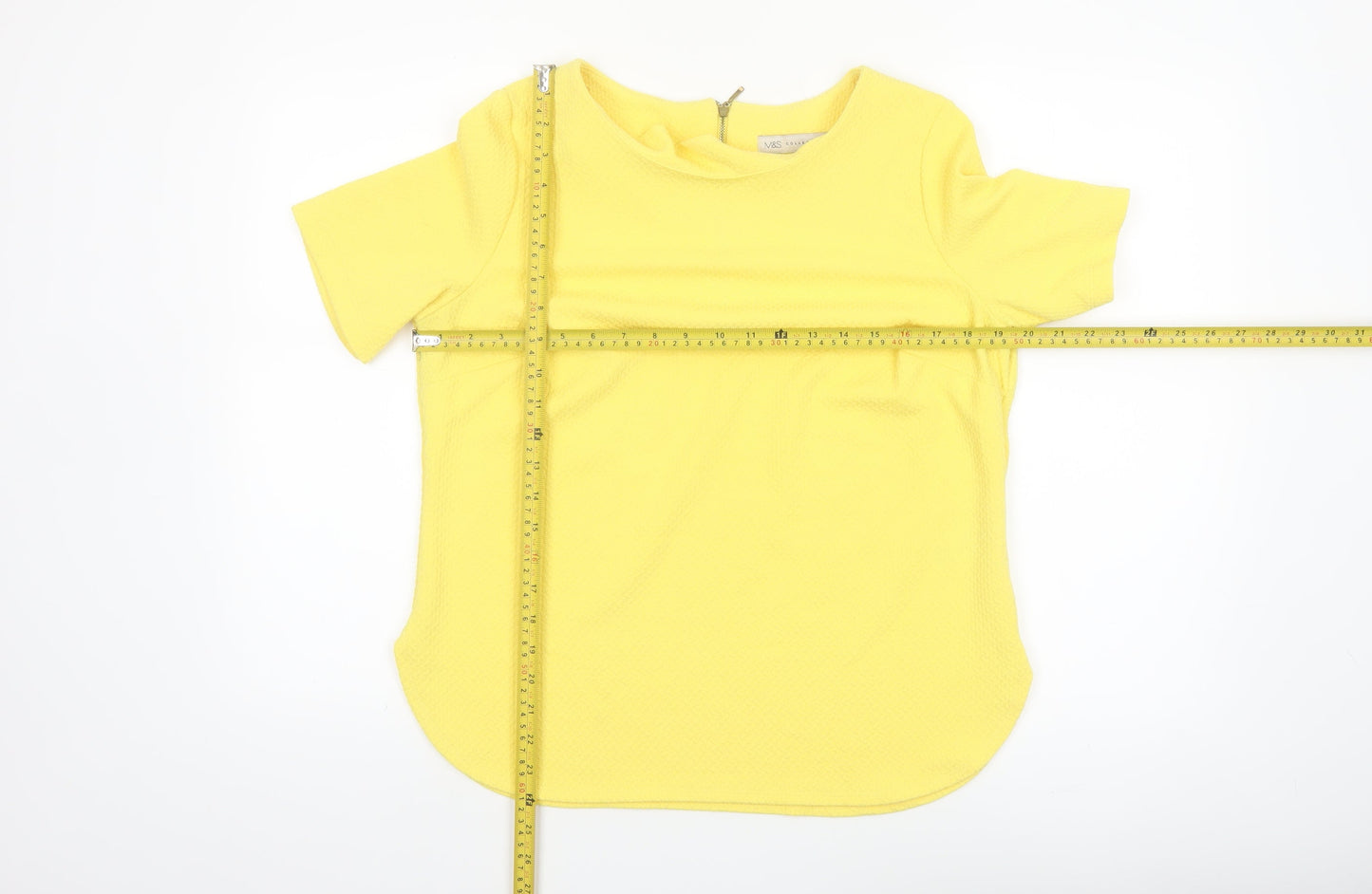 Marks and Spencer Women’s Yellow Short Sleeve Zip Back Blouse Size 14