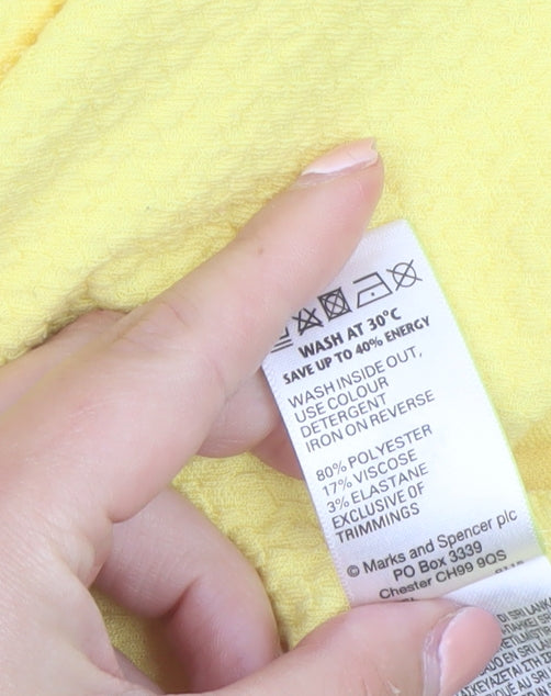 Marks and Spencer Women’s Yellow Short Sleeve Zip Back Blouse Size 14