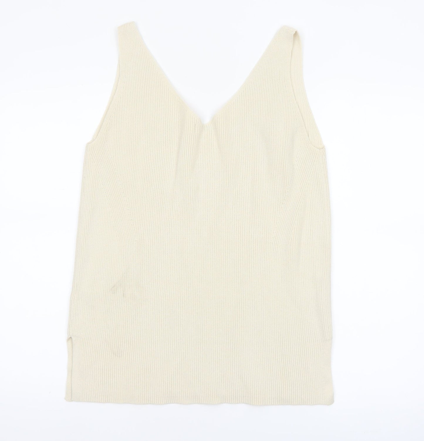 Marks and Spencer Women's Beige Knit V-Neck Camisole Tank Top M