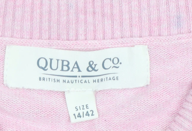 Quba & Co Women Pink Size 14 Roll Neck Jumper Long Sleeve Cotton Knit