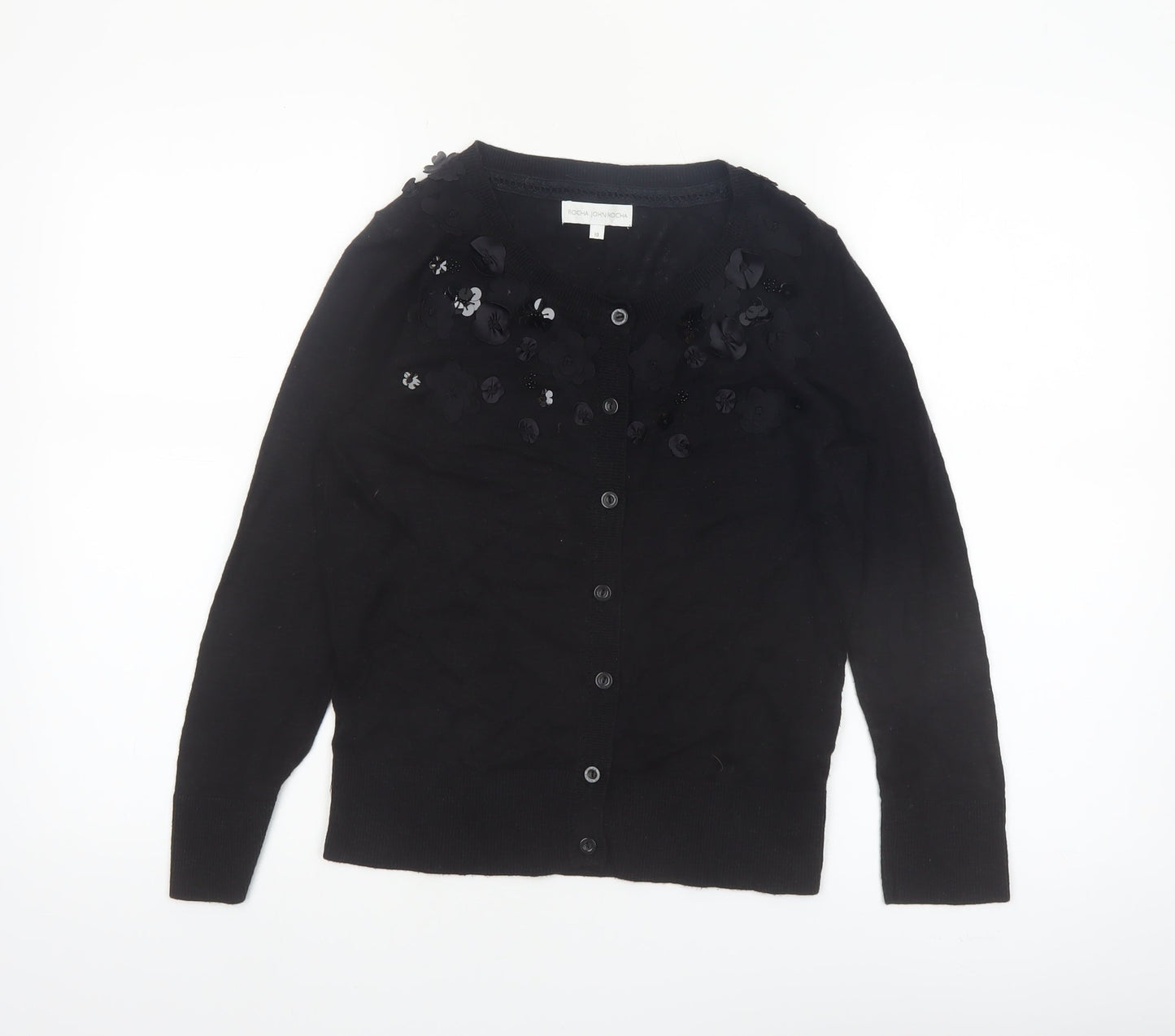 Rocha John Rocha Women’s Black Beaded Sequin Cardigan Size 10