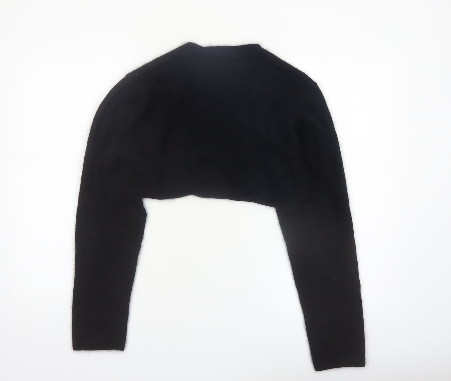 Monsoon Women Black Angora Knit Shrug Size 18 Long Sleeve