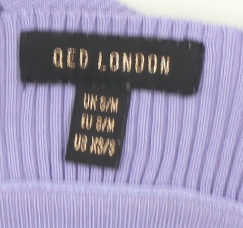 QED London Women's Purple Ribbed Knit Camisole Tank Top S