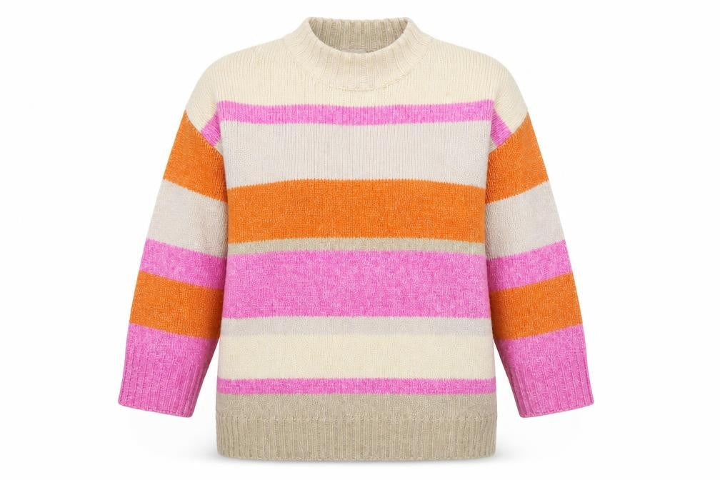 H&M Women's Multicoloured Striped Mock Neck Knit Jumper XL