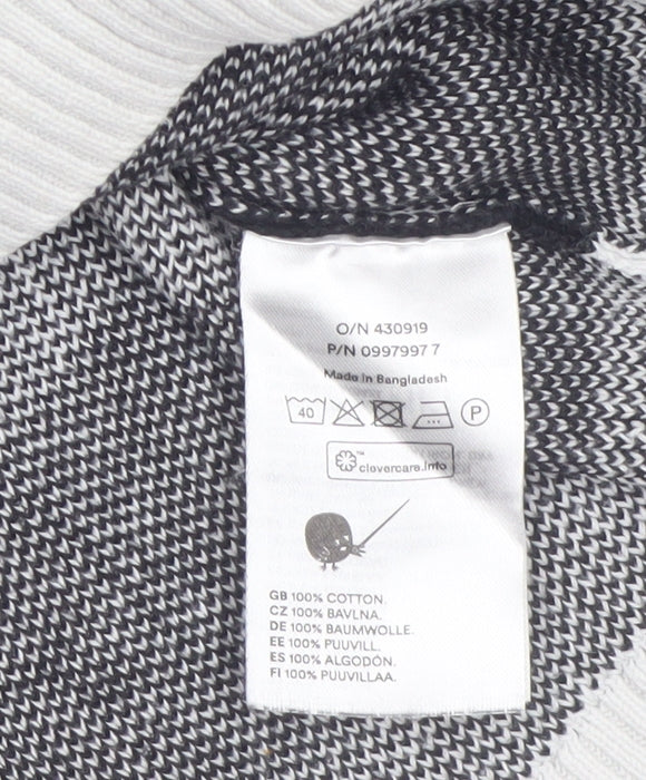 Monki Women Black White Striped Cotton Crew Neck Jumper Size M