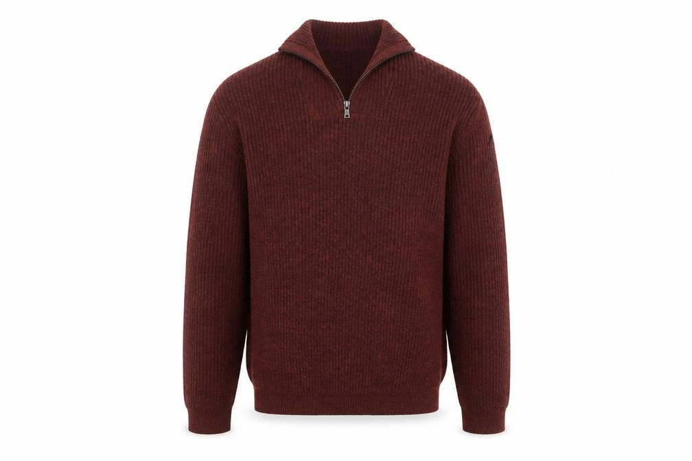Marks and Spencer Men’s Brown Wool Blend 1/2 Zip Jumper XL