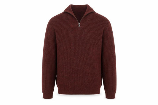 Marks and Spencer Men’s Brown Wool Blend 1/2 Zip Jumper XL