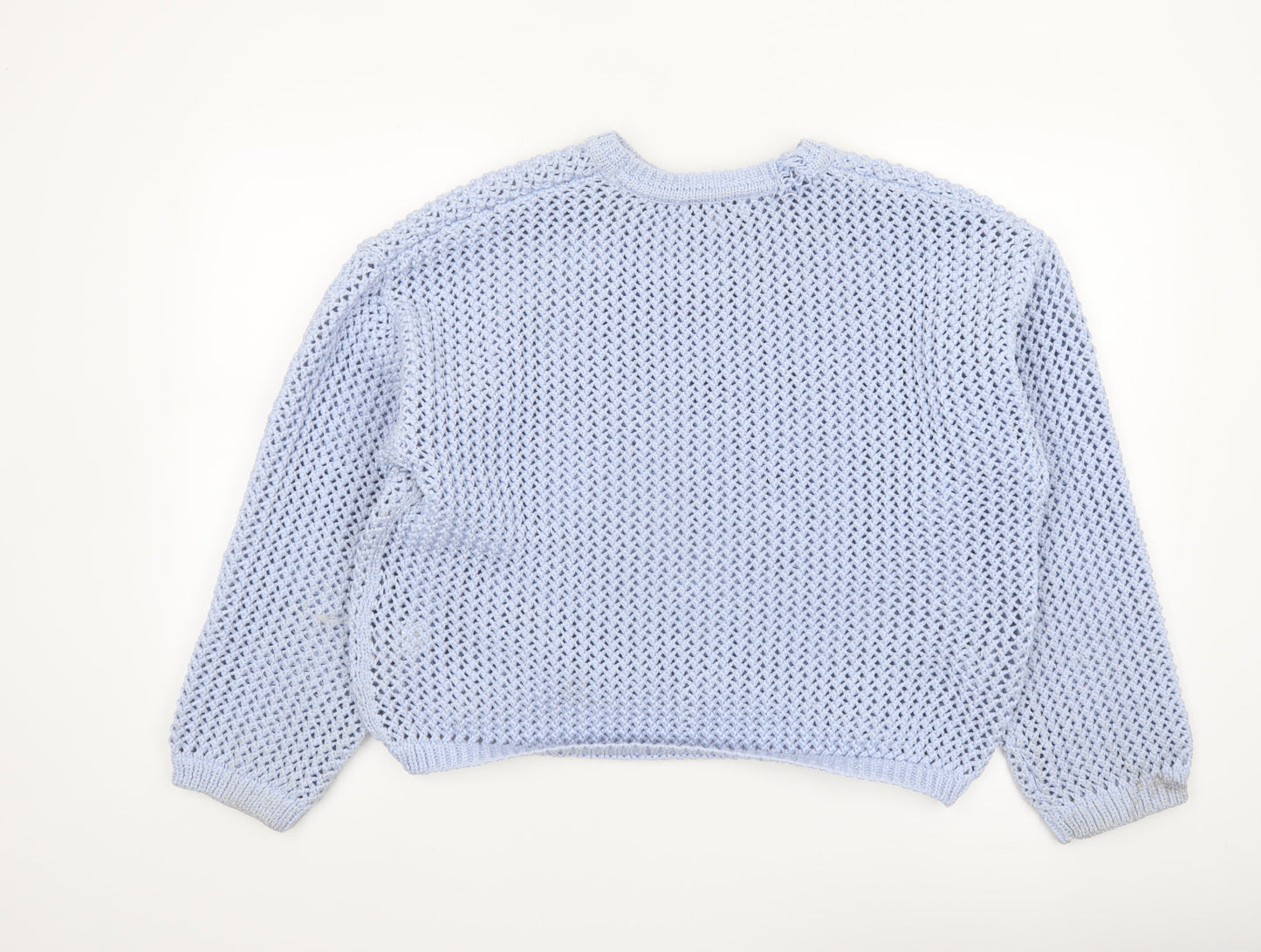 Marks and Spencer Womens Blue Open-Knit Polyester Pullover Jumper L