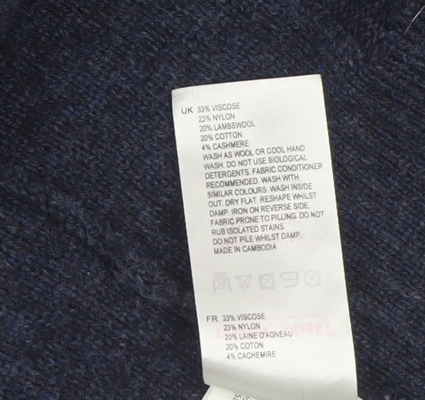 White Stuff Women's Blue Longline Cardigan UK 16 Lambswool Blend